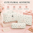 thumbnail image 6 of Lomyolo 3 Pcs Quilted Makeup Bag Set for Women, Cute Floral Cosmetic Bags, Large Travel Toiletry Bag, Makeup Pouch & Brush Bag Organizer - Blue Botanical Floral, 6 of 8