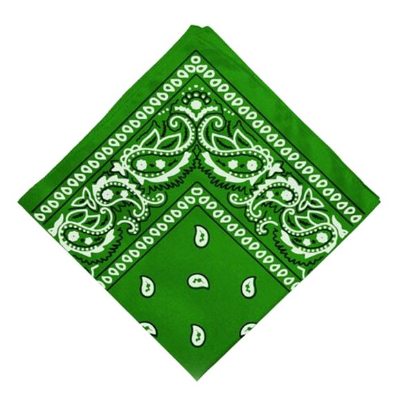 Paisley Print Bandana Head Wrap Neck Headband Wristband Hand Green