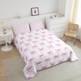 thumbnail image 4 of Kawaii Bow Knot Twin Comforter Set,Simple Bows Breathable Bed Set,Cute Cartoon Ribbon Printed Lightweight Down Comforter For Sofa Bedroom,Pink White Dreamy Cozy Duvet Insert, 4 of 7