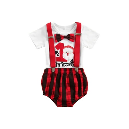 

One opening Christmas Baby Romper Set Long Sleeve O-Neck Triangle Crotch Pants