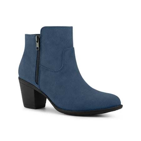 

Allegra K Women s Round Toe Stacked Block Heel Zipper Ankle Boots