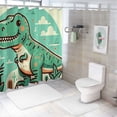 thumbnail image 7 of Awypu Dinosaur Watercolor Art Prints Shower Curtain Home Bathroom Decoration White, 7 of 7