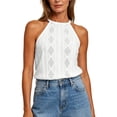 thumbnail image 2 of IUYRTFE Women's Solid Color Halter Neck Sleeveless Tank Top Casual Summer Basic Top, 2 of 5