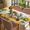thumbnail image 3 of Yellow Sunflowers Table Cloths for 3 Foot Rectangle Tables, Elegant Pastoral Floral Watercolor Wooden Patio Waterproof Elastic Fitted Tablecloths, Washable Rectangular Table Cover for Camping, 3 of 8