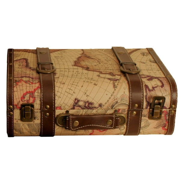 Wald Import Map Faux Leather Suitcase, Faux Leather Suitcase