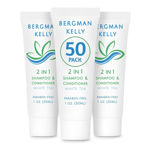 BERGMAN KELLY 1 fl oz Travel Size Shampoo & Conditioner 2-in-1, 50 Pack (US Company)