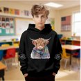 thumbnail image 2 of Tiweut Boys Girls Highland Cow Hoodies Sherpa Lined Cute Long Sleeve Pullover Western Sweatshirt Tops,Black1,5-6 Y, 2 of 7