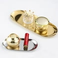 thumbnail image 3 of Bathroom Organizers and Storage, Jewelry Desk Organizer Tray, Oval Stainless Steel Small Serving Trays Towel Storage Dish Plate Tea Fruit Trays Jewel Plate Decorative Storage Tray, 7" x 3.2", Gold, 3 of 7