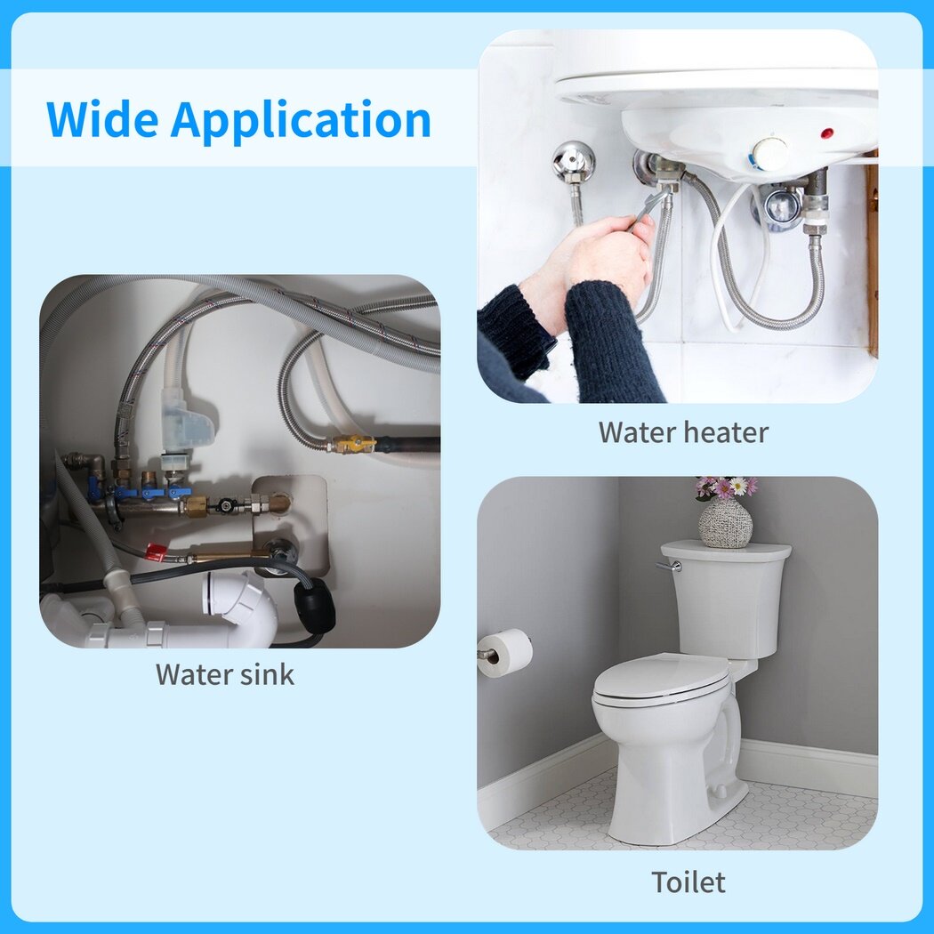 Faucet Supply Hose Connector, G1/2 Female M10x1 Male, 1 Pair Braided Stainless Steel Connection Hoses for Hot & Cold Water, Flexible Tap Hoses for Water Sink, Water Heater, Toilet, 70cm/27.6in