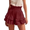 thumbnail image 2 of Karymi Shorts for Women High Waist Ruffle Shorts, Elastic Waist Tiered Ruffle Hem Skort, Casual Flowy Summer Mini Skirt Shorts with Lining Workout Shorts Women, 2 of 6