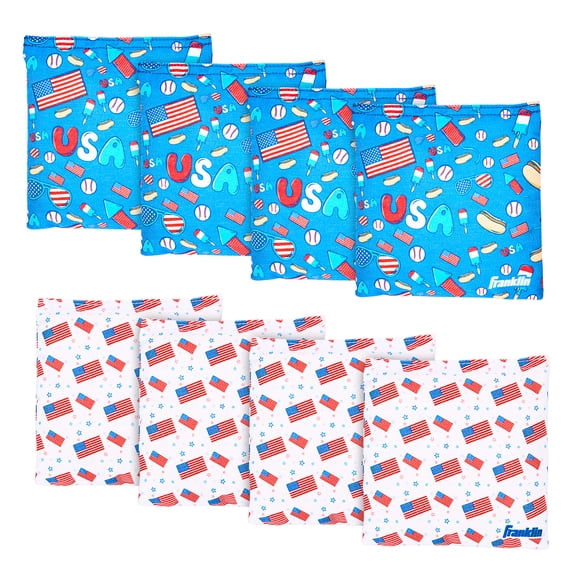 Franklin Sports Official Size American Themed Cornhole Bags - (8) Premium 6" Heavy Duty Double Stitched Canvas Bags - Includes Carry Case