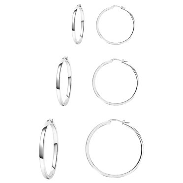 Women's 50mm (2") Large Round Thin Hoop Earrings - 925 Sterling Silver Plated - Big & Bold Style E39