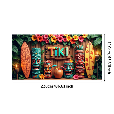 LUUFILx Tiki Banner Tropical Luau Decor Hawaiian Party Background Vibrant Backdrop Summer Vibes Event Celebration Garden Decor Festive Props Vibrant Printed