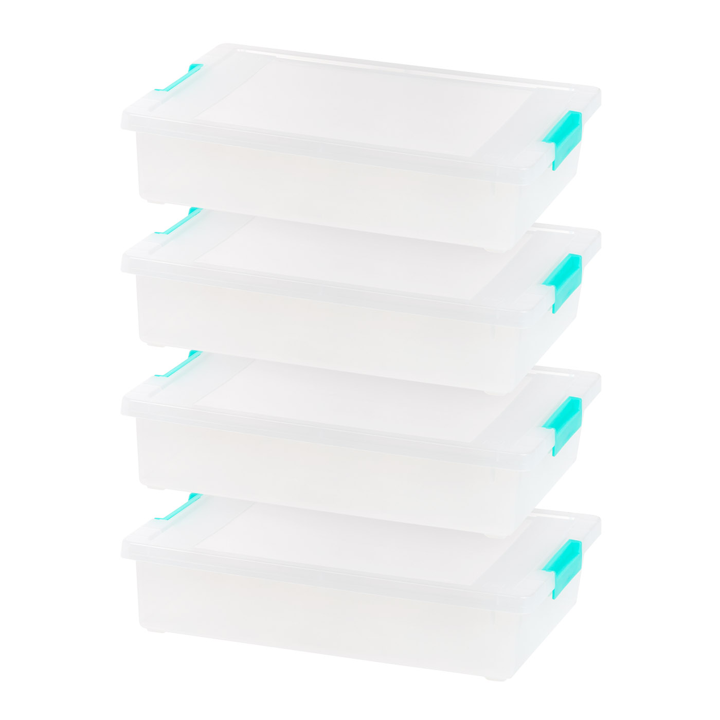 IRIS 6 Qt Plastic Storage Bins with Lids, Clear Containers, Latching Totes, 4Pk