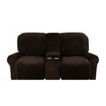 thumbnail image 5 of SHANNA Stretch 8-Piece Velvet Sofa Slipcover, Brown, 5 of 10