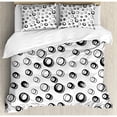 thumbnail image 3 of Geometric Circle Decor Twin Size Duvet Cover Set, Abstract Various Round Pattern Reflections Decorations Minimalist, Decorative 2 Piece Bedding Set with 1 Pillow Sham, Black White, by Ambesonne, 3 of 3