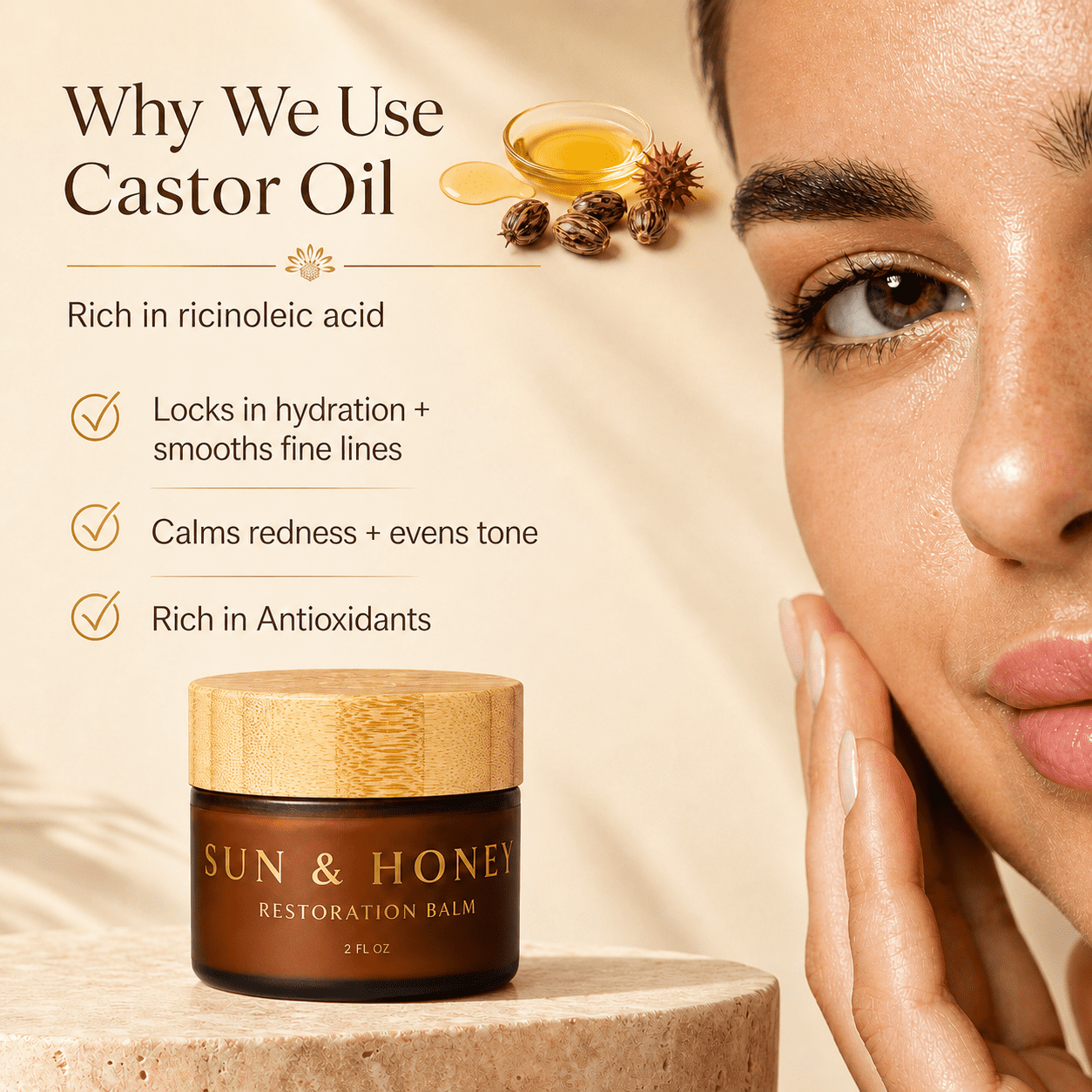 Beef Tallow for Face – 100% Grass-Fed Tallow Balm for Dry & Mature Skin | Cosmetic Grade Tallow Face Moisturizer with Castor Oil, Jojoba, Rosehip, Beeswax & Frankincense | Sun & Honey