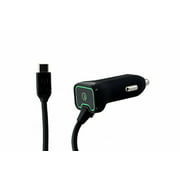 Qmadix Qualcomm Quick Charge (3.0) Coiled 7Ft USB-C Car Charger - Black