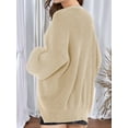 thumbnail image 4 of Women Chunky Knit Cardigan Long Sleeve V Neck Button Up with Pocket Sweater Coat for Fall and Winter Khaki XXXL, 4 of 8