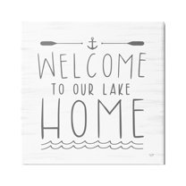 Stupell Industries Lake House Welcome Phrase Nature Painting Gallery Wrapped Canvas Print Wall Art, 24 x 24