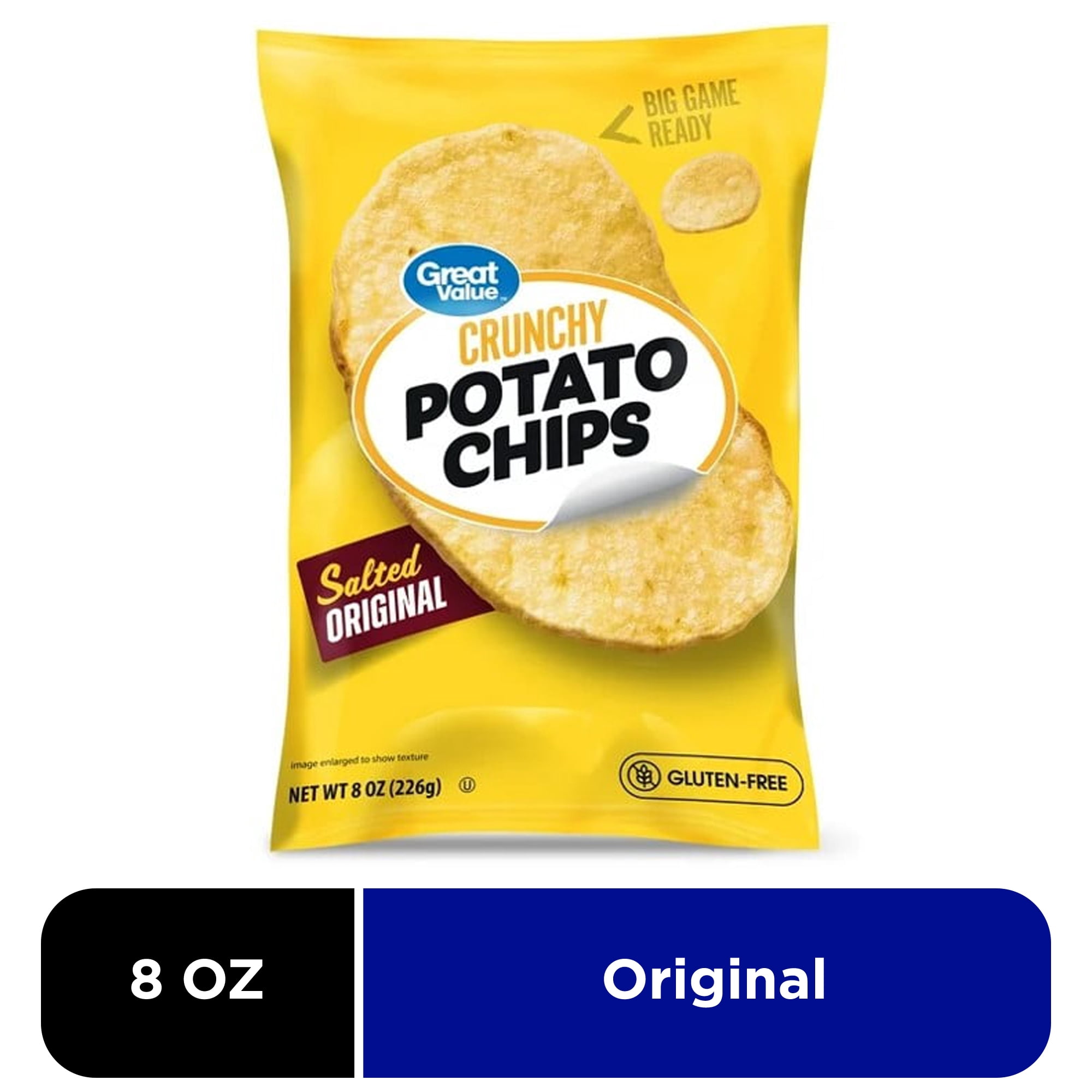 (10 pack) Great Value Original Potato Chips, 8 oz