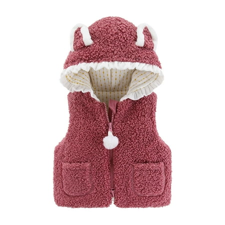 

dmqupv Toddler Kids Baby Girls Boys Solid Outdoor Vest Hooded Windproof Coat Rain Coats For Kids Boy Coat Red 9-12 Months