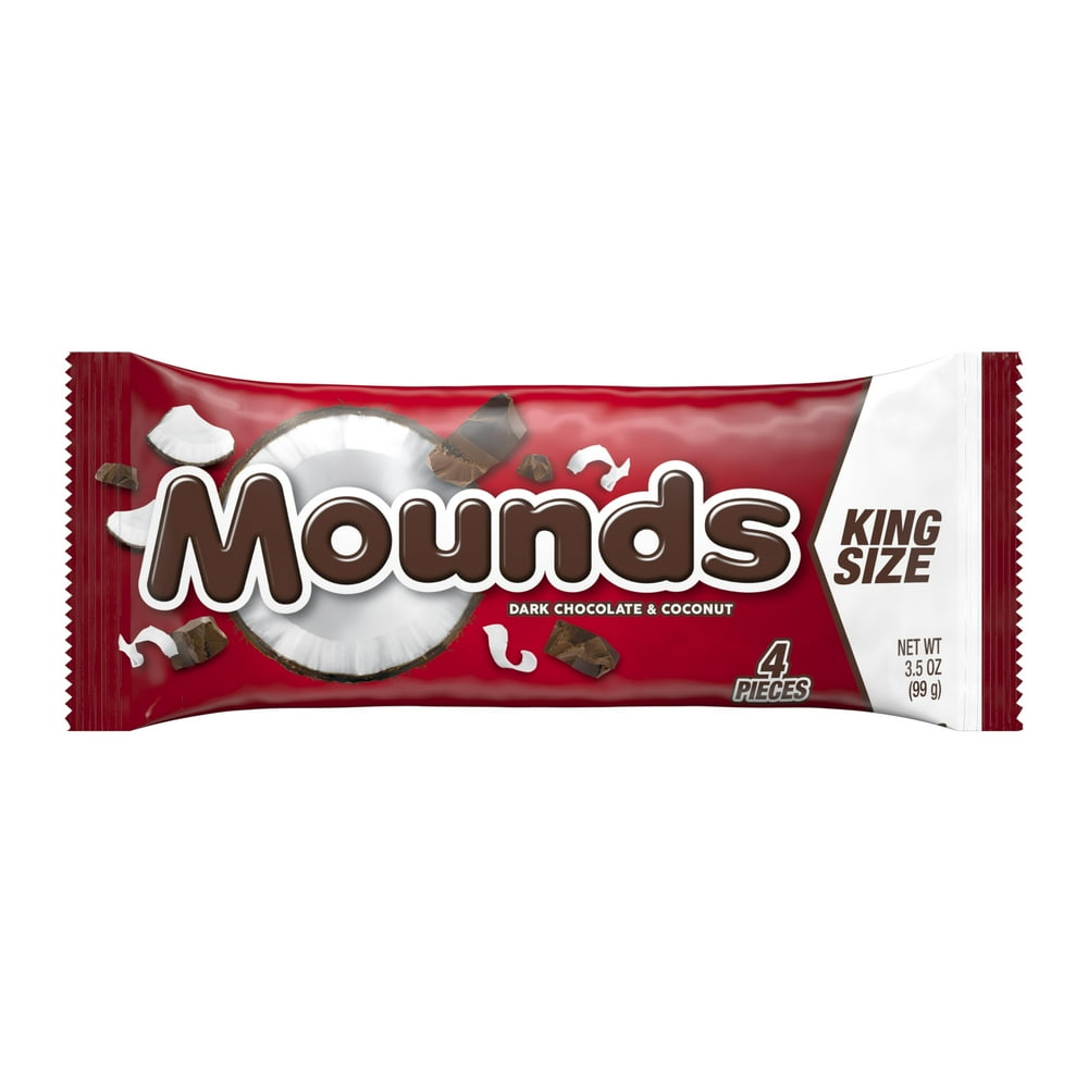Mounds, Dark Chocolate & Coconut King Size Candy Bar, 3.5 Oz, 4 Ct