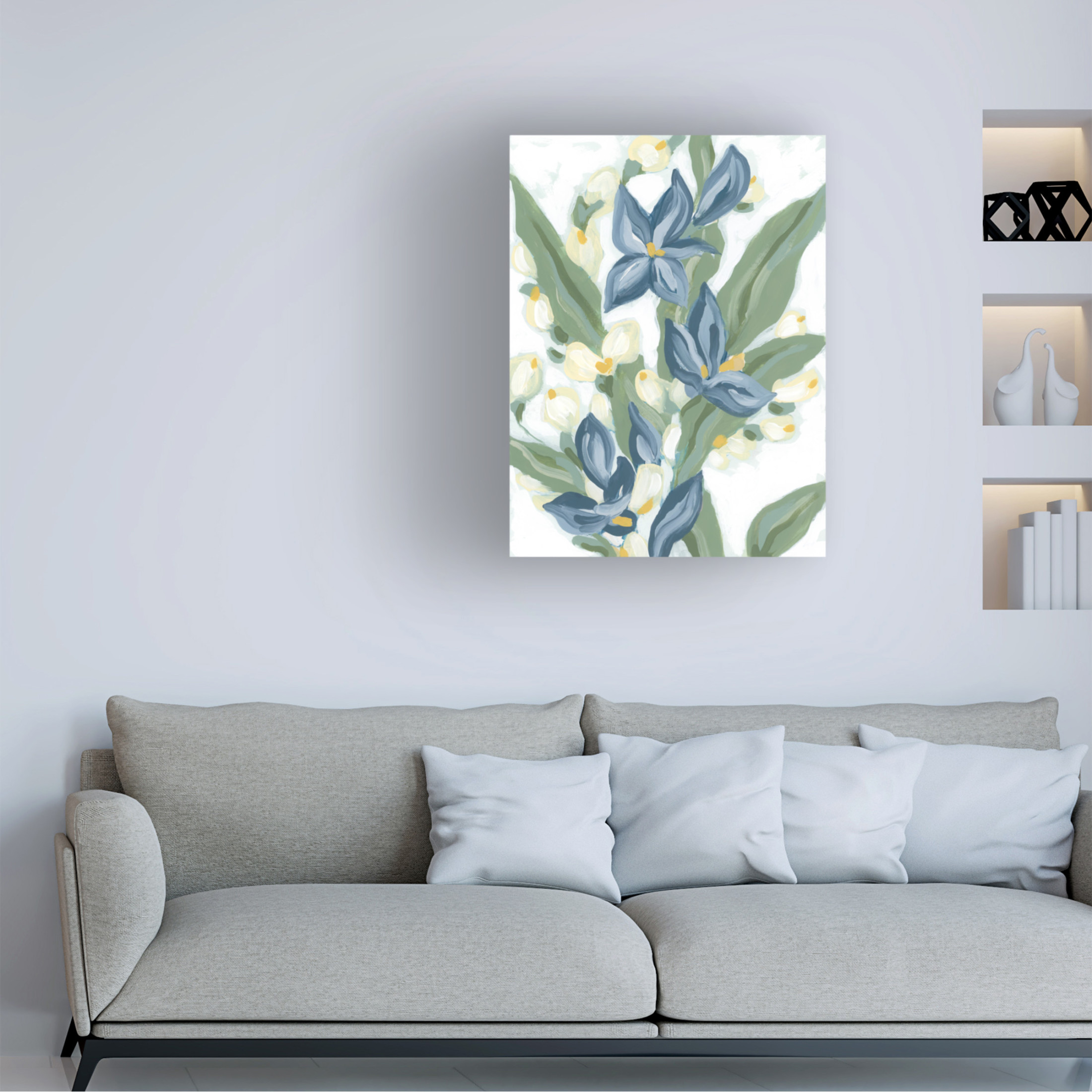 Canvas Wall Art - June Erica Vess 'Blue Nettle II' Wall Art for Living Room, Bedroom, or Office Décor by Trademark Fine Art - 18 x 24 Inches