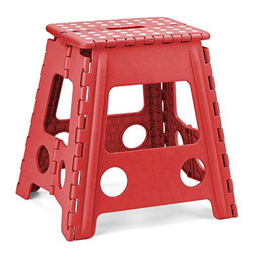 Acko 16 Inches Super Strong Folding Step Stool for Adults and Kids Red Kitchen 