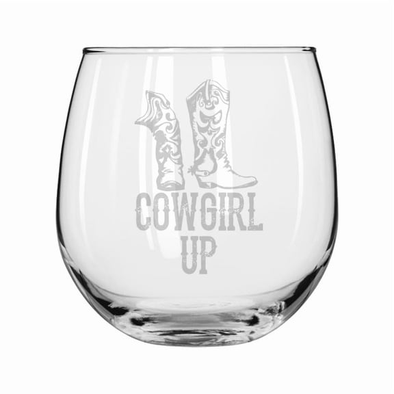 Wine Glass for Red or White Wine Gift Cowgirl Up Boots (16 oz Stemless)