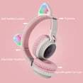 thumbnail image 6 of Wireless Bluetooth Kids Headphones, KimKen Cat Ears Bluetooth over Ear Headphones with Noise Cancelling Mic, Volume Control, LED Lights, Support FM Radio/TF Card, Fit for iPhone/iPad/Laptop/PC (Pink), 6 of 10