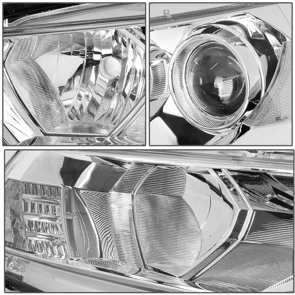 Chrome Housing Clear Corner Headlights For 2008-2012 Honda Accord Sedan – Pair With Tool Set (Halogen, OE Style)