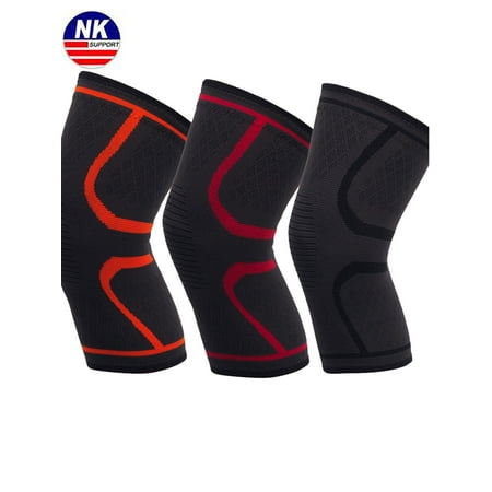 Knee Sleeve - NK SUPPORT 1pcs Knee Compression Sleeve Instant Knee Support Brace for Running, Sports, Jogging, Basketball - Injury Recovery for Men & Women