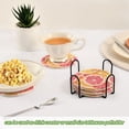 thumbnail image 5 of Yayeee 6 PCS Drink Coasters with Holder Set Woven Absorbent Round Tabletop Hot Pad, Pink Grapefruit Slices, 5 of 7