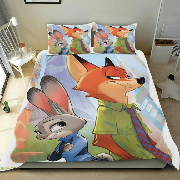 Nick Wilde Themed Bed Sheet Set Three Piece Set 53x79 Inches Comfortable And Skin Friendly Unique Design Creating A Star Studded Night