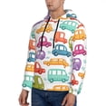 thumbnail image 3 of Honeii Doodle Cars Pattern Mens Hoodies Men's Loose Sleeve Sweatshirt,Pullover Hooded Sweatshirt for Men,Essentials Hoodie-4X-Large, 3 of 7