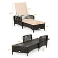 thumbnail image 3 of Costway Chaise Longue Inclinable en Rotin PE avec Accoudoirs, Coussin Réglable, Brun Mélangé, Beige, 3 of 10