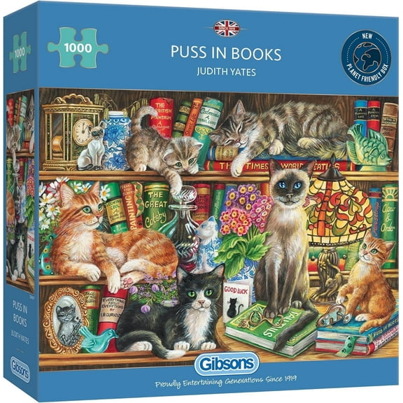 Gibsons Games Puss in Books 1000 Piece Jigsaw Puzzle, 27" x 19"