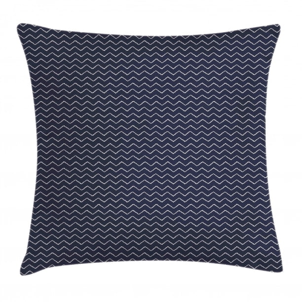 Navy Blue Throw Pillow Cushion Cover, Chevron Zigzag Ropes Ornamental