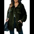 thumbnail image 1 of Chaqueta de Mujer de Gran Tamaño con Botones y Larga con Aberturas. Verde M, 1 of 8