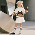 thumbnail image 3 of Xoenoiee Cat Leopard Stripe Print Girls Oversized Crewneck Sweatshirt Side Slit Long Sleeve Pullover Slouchy Fit Tops for Running Hiking, 11-12 Years, 3 of 7
