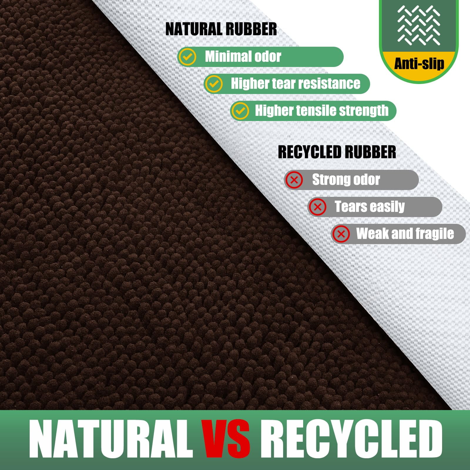 Chenille Absorbent Outdoor Doormat 60" x 36", Washable Muddy Door Mats for Dog Non Slip Indoor Doormat Dog Mat for Muddy Paw Front Inside Doormats for Entryway Brown