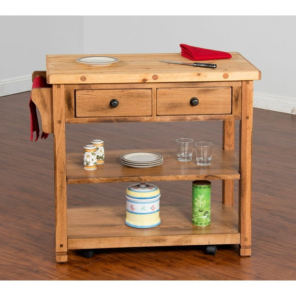 Sunny Designs Sedona Butcher Block/Kitchen Island Cart - Walmart.com ...