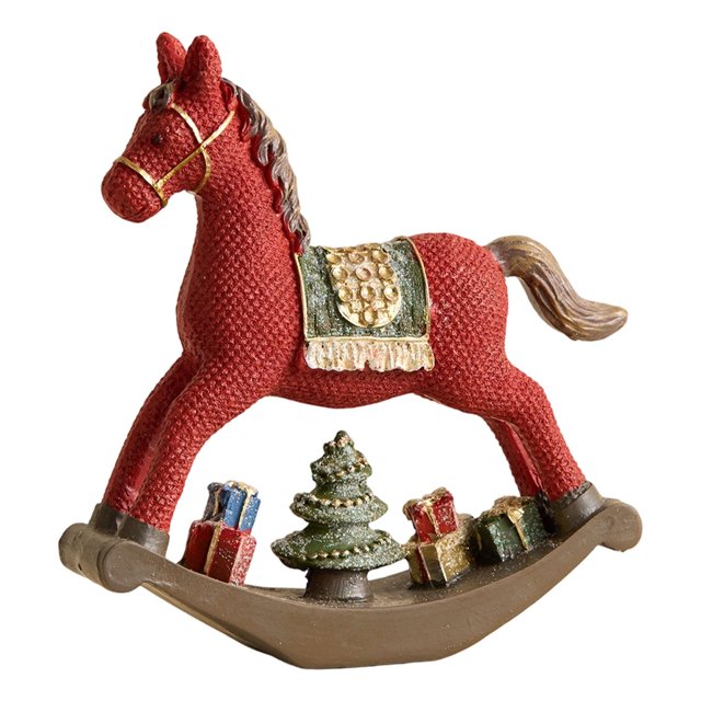 Figura de caballo mecedor, adorno de mesa, decoración navideña, artesanía, escultura de animal de resina para estante, dormitorio, chimenea.