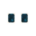 thumbnail image 3 of 2.0 Ct Emerald Cut Studs Natural London Blue Topaz 14K Rose Solid Solid Gold Everyday Dainty Earrings Push Back, 3 of 7
