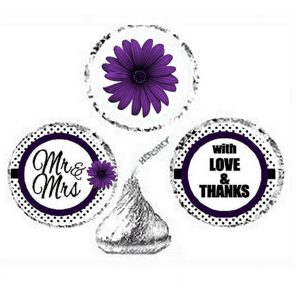 216ct Purple Mr & Mrs Party Favor Candy Decoration Stickers Labels Fits Kisses Chocolates Party Favors Envelope