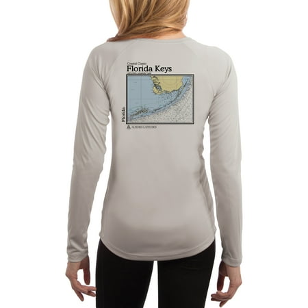 Florida Keys Chart Women's UPF 50+ Sun Protection Long Sleeve T-shirt Small Pearl