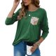 thumbnail image 1 of Blusa con retales con purpurina, cuello redondo, lentejuelas, manga larga, holgada, informal, suave, túnica para mujer, verde S, 1 of 6