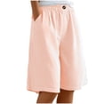 thumbnail image 5 of Girls Shorts Size 10-12 for School Striped Lightweight Pants Summer Stretch Elastic Waist Bermuda Shorts 4-13 Years Orange 150, 5 of 7