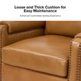 thumbnail image 4 of Tina's Home Mid-century Modern Genuine Leather Accent Armchair with Unique Arm Design, Nailhead Trim & Loose Cushion, Living Room / Bedroom Chair, Camel, Assembly Required, 4 of 8